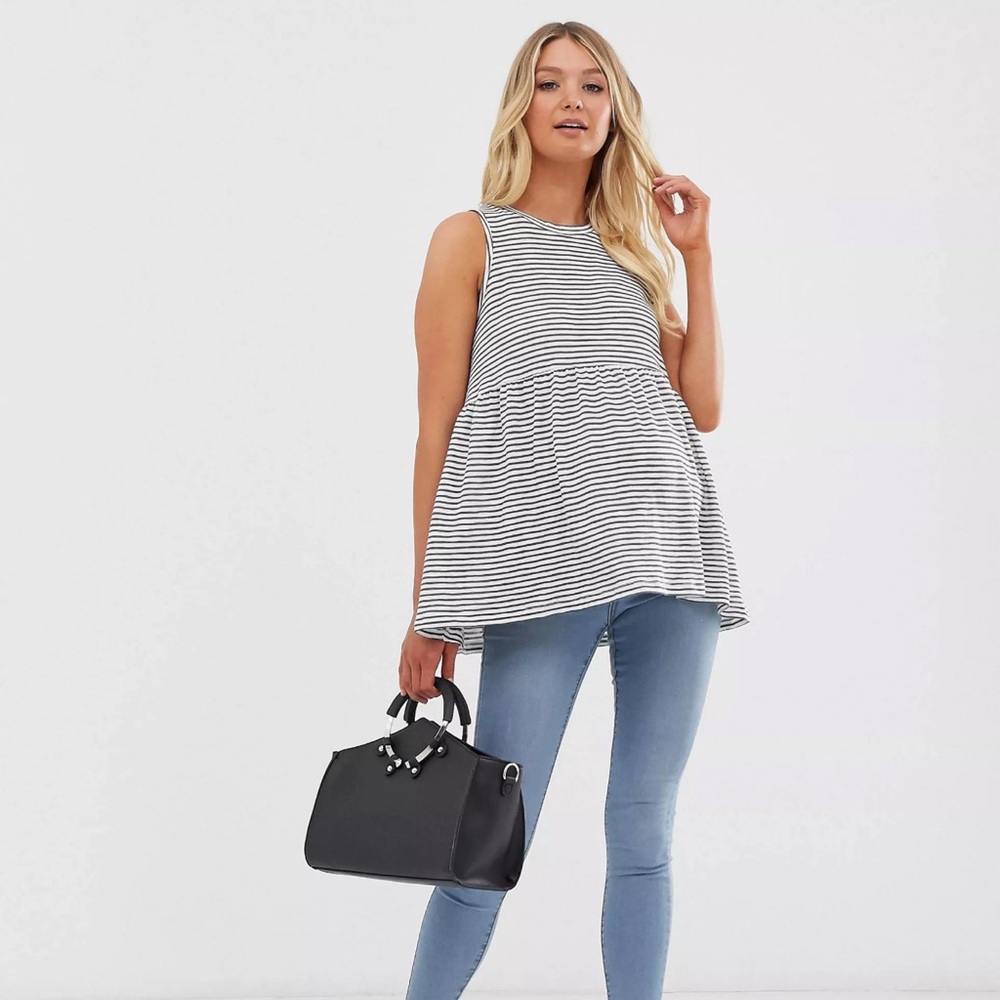 ASOS DESIGN Maternity sleeveless smock top in washed stripe